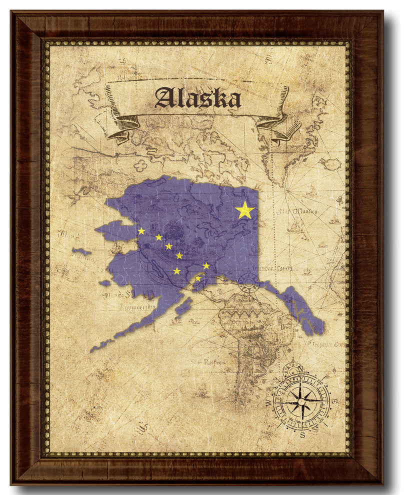 Alaska State Vintage Map, 21"x27"