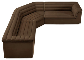 Cascade Upholstered Modular Sofa, Brown, Velvet, Corner Sectional