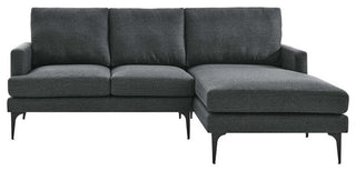 Modway Evermore Right-Facing Metal and Upholstered Fabric Sectional Sofa - Gray