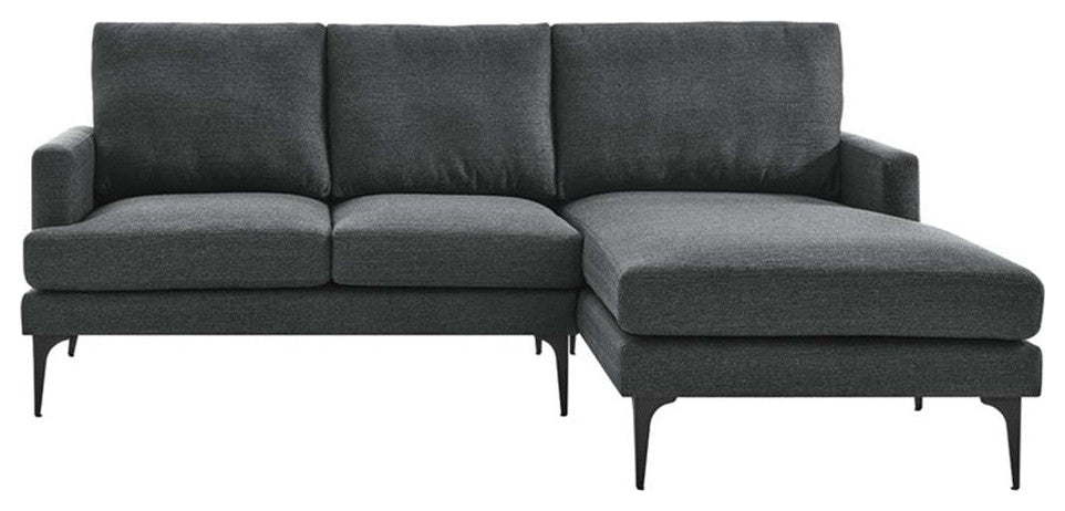 Modway Evermore Right-Facing Metal and Upholstered Fabric Sectional Sofa - Gray