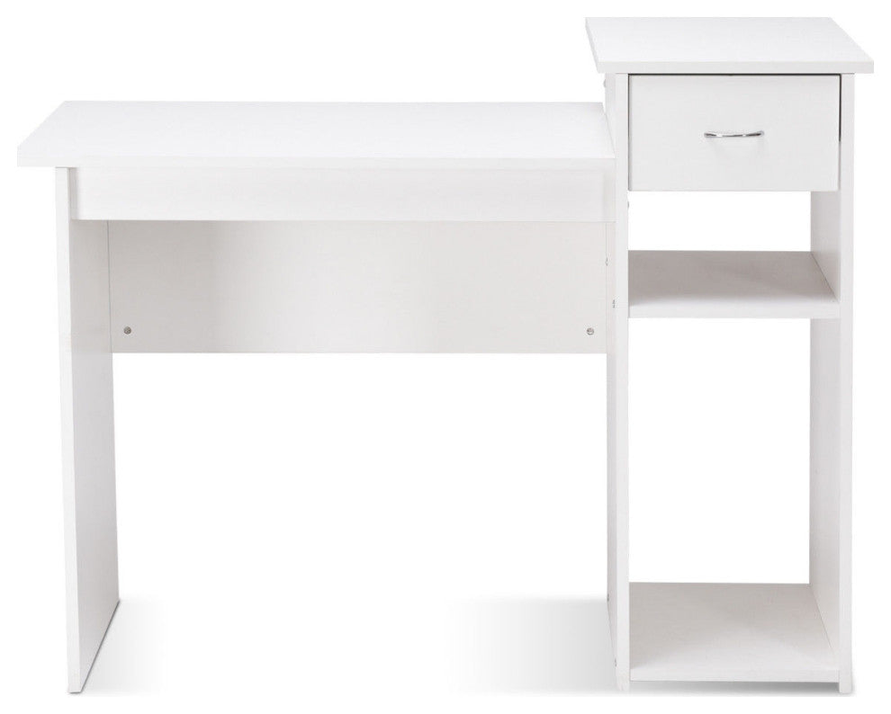 Costway Computer Desk PC Laptop Table w/Drawer & Shelf Home Office Furni White