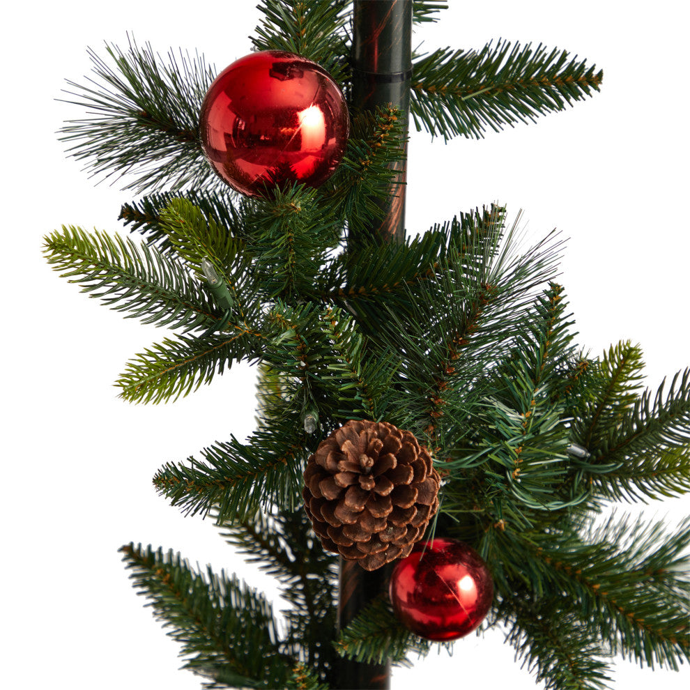 D1031 5' Holiday Decorated Lamp Post With Artificial Christmas Greenery