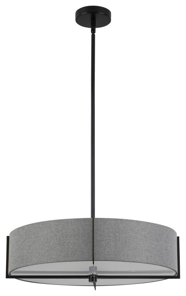 Gray Contemporary Pendant With Matte Black Metal