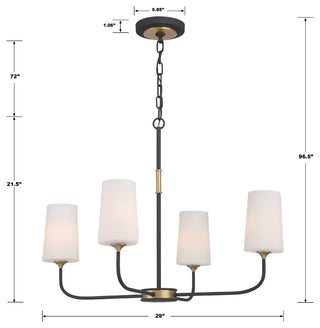Niles 4-Light Black Forged/Modern Gold Chandelier