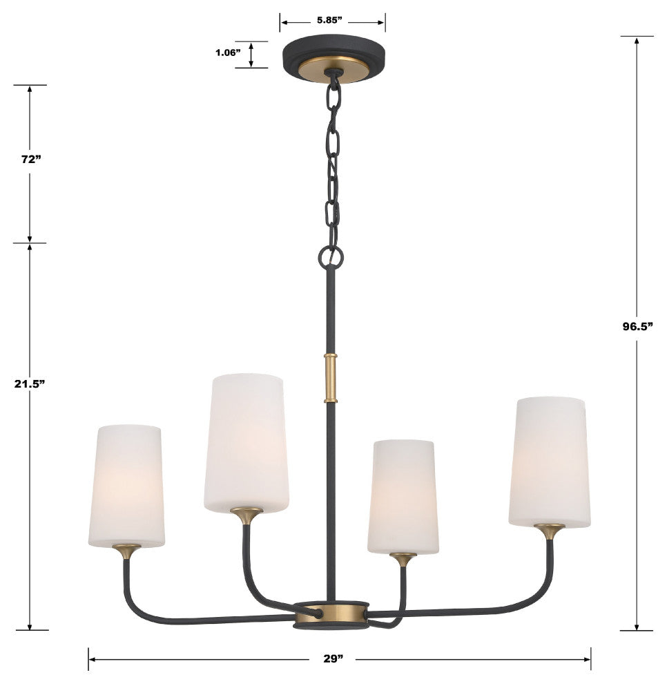 Niles 4-Light Black Forged/Modern Gold Chandelier