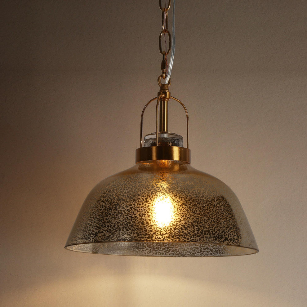 LNC 1-Light Modern Mercury Glass Dome Pendant Light, 11"W