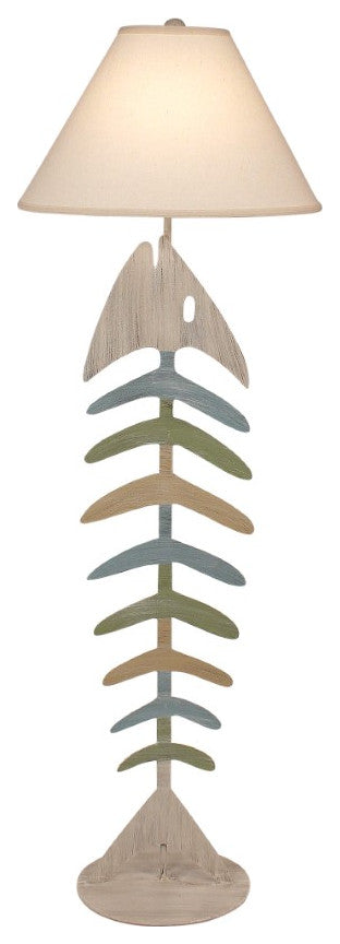 Cottage and Multi-Colored Stripe Bonefish Floor Lamp