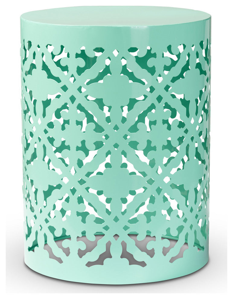 Loreen Contemporary Outdoor Side Table, Aqua