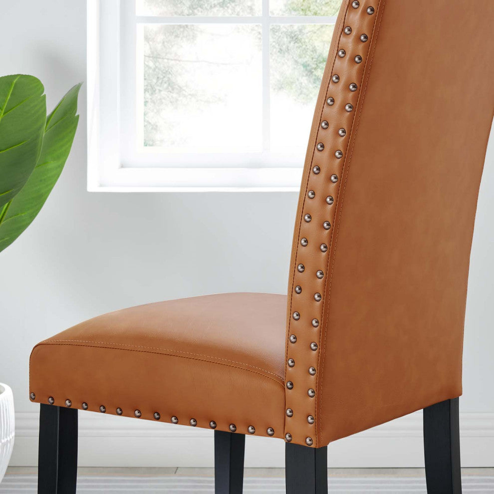 Parcel Dining Faux Leather Side Chair, Tan