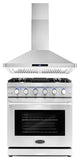 2-Piece Kitchen, 30" Gas Range and 30" Wall Mount Range Hood