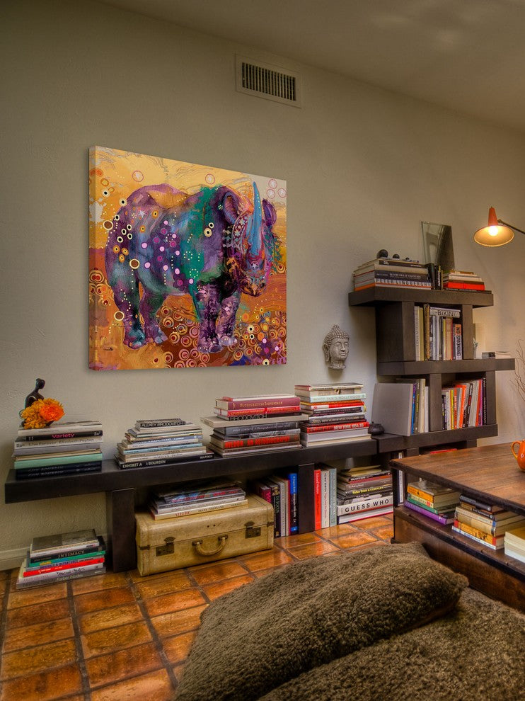 "The Last Rhino" Painting Print on Canvas by Evelia