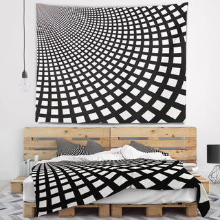 Fractal Square Pixel Mosaic Illustration Abstract Wall Tapestry, 39"x32"