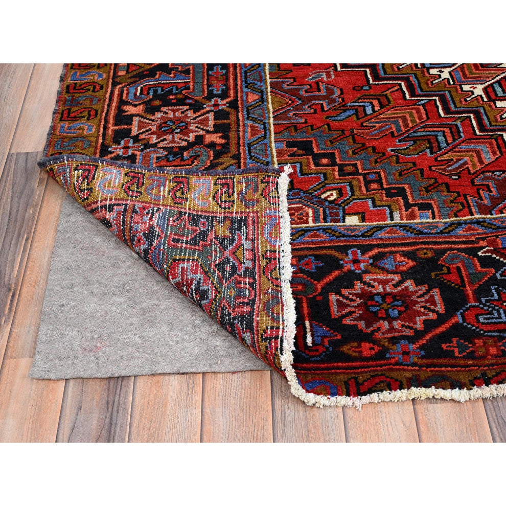 Barn Red Vintage Persian Heriz Pure Wool Hand Knotted Oriental Rug 10'x12'8"