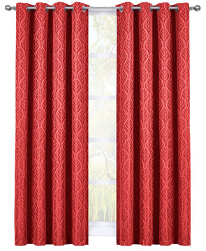 Hilton Blackout Thermal Insulated Curtains, Set of 2, Red, 108"x108"