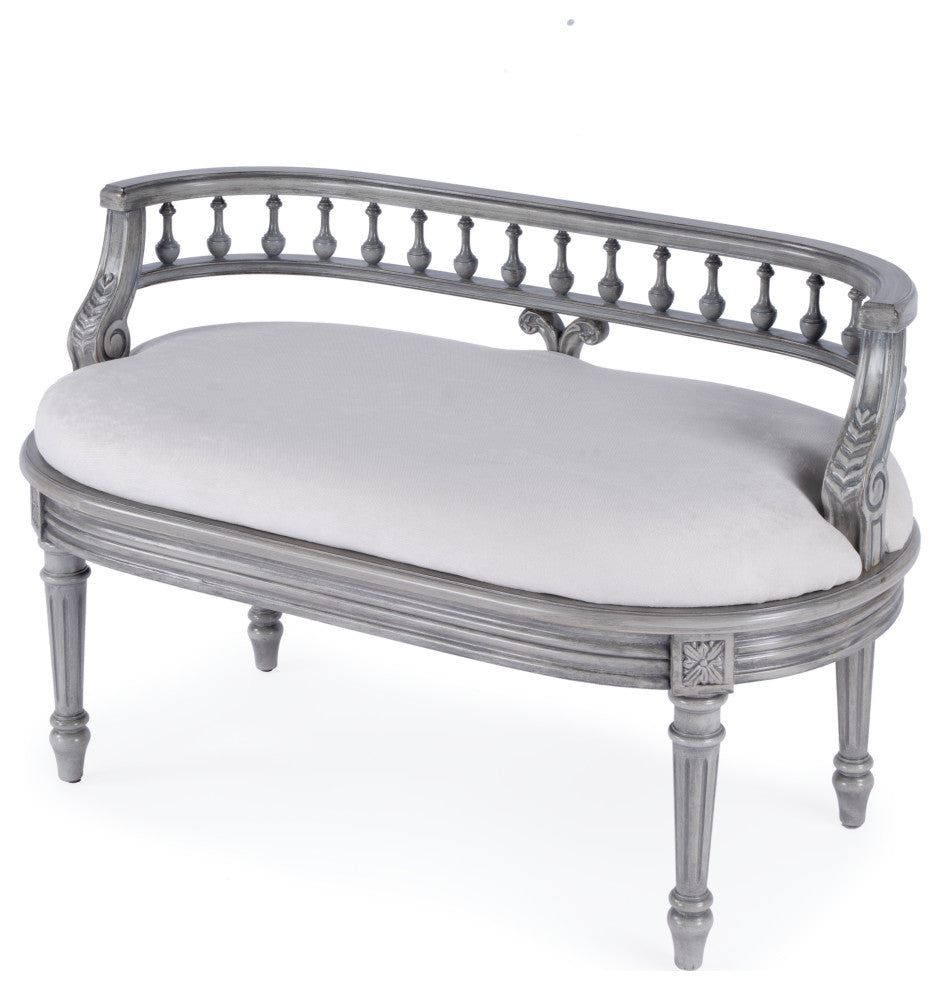 Hathaway 37" Upholstered Bench, Powder Gray