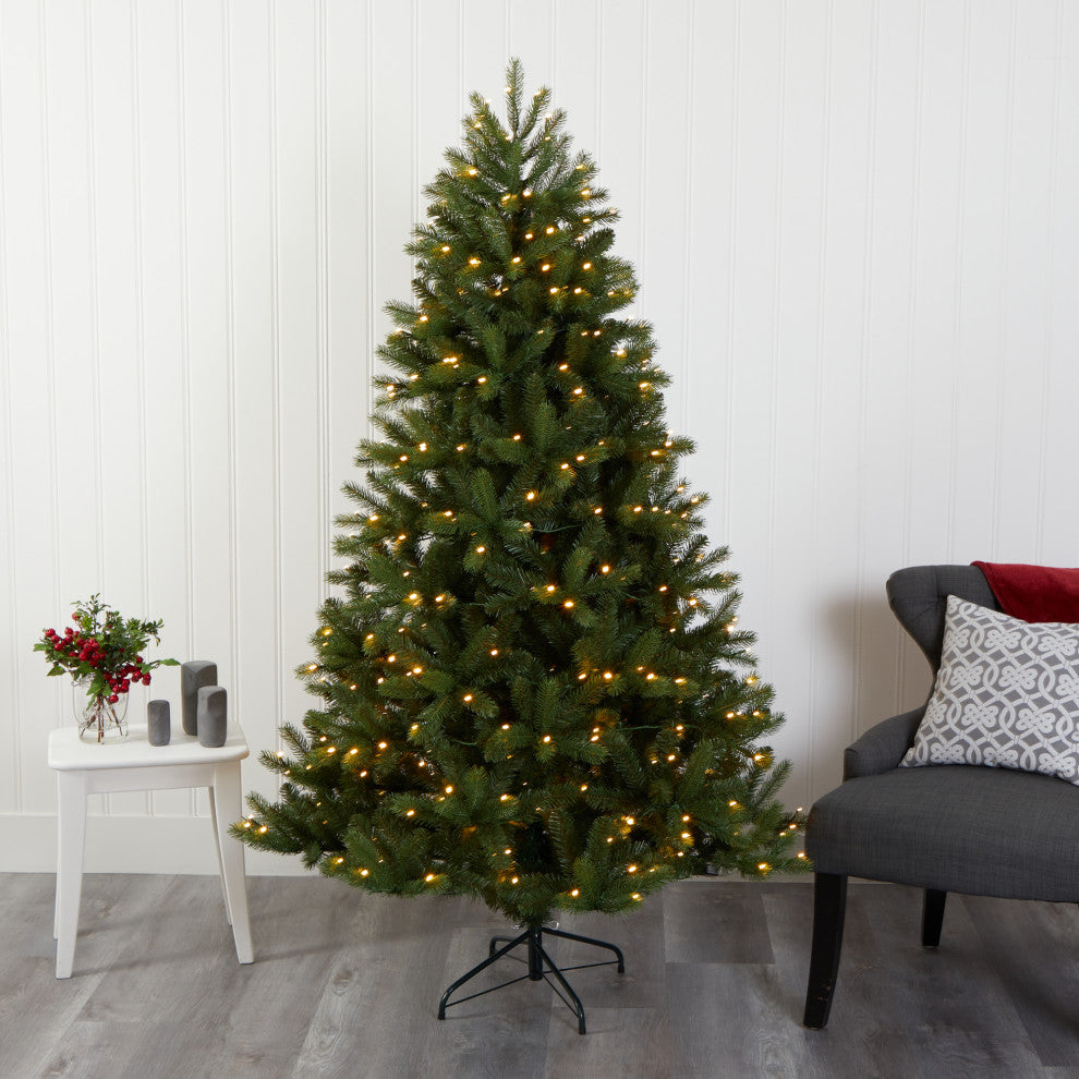 6' New Haven Spruce Natural Look Artificial Christmas Tree With 350 LED Lights