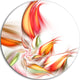 Orange Pink Fractal Floral Shapes, Floral Round Wall Art, 23"