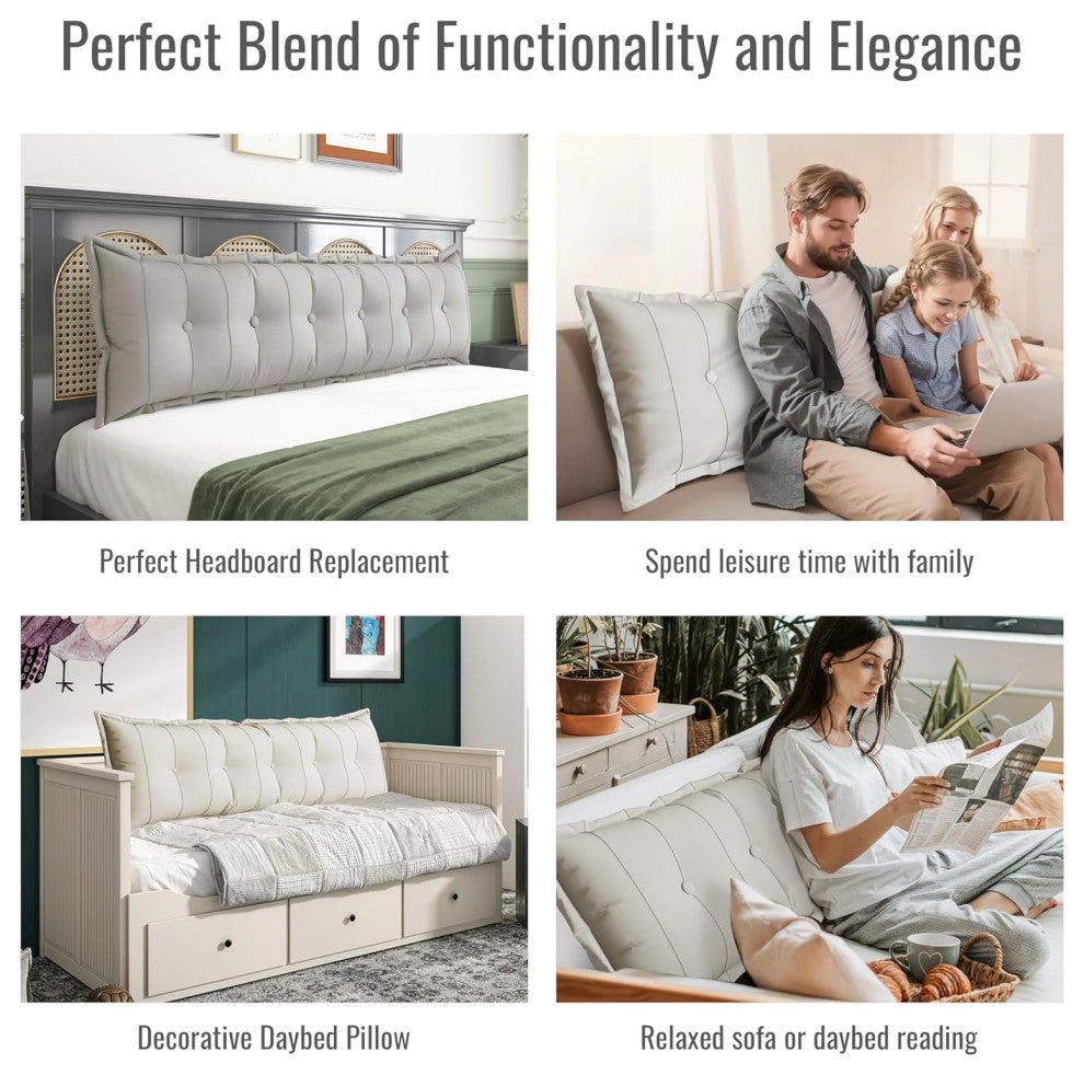 Button Tufted Body Positioning Pillow Headboard Alternative , 59x20x3 Inches