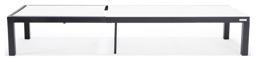 LeisureMod Marlin Patio Chaise Lounge Chair With Black Frame, White