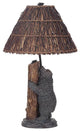150W Resin Bear/Honey Bee Table Lamp, Brown Finish, Twig Shade