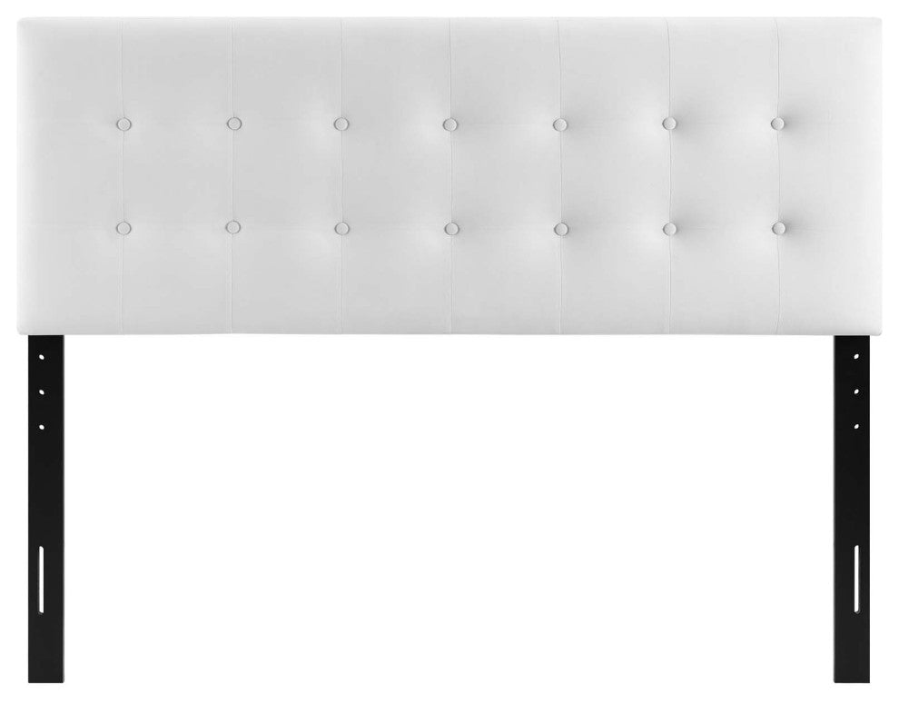 White Emily King Biscuit Tufted Performance Velvet Headboard