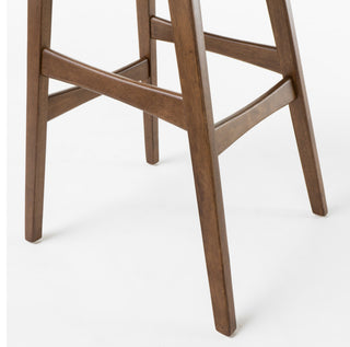 GDF Studio Oster Mid Century Design Bar Stools, Beige/Walnut, Set of 2