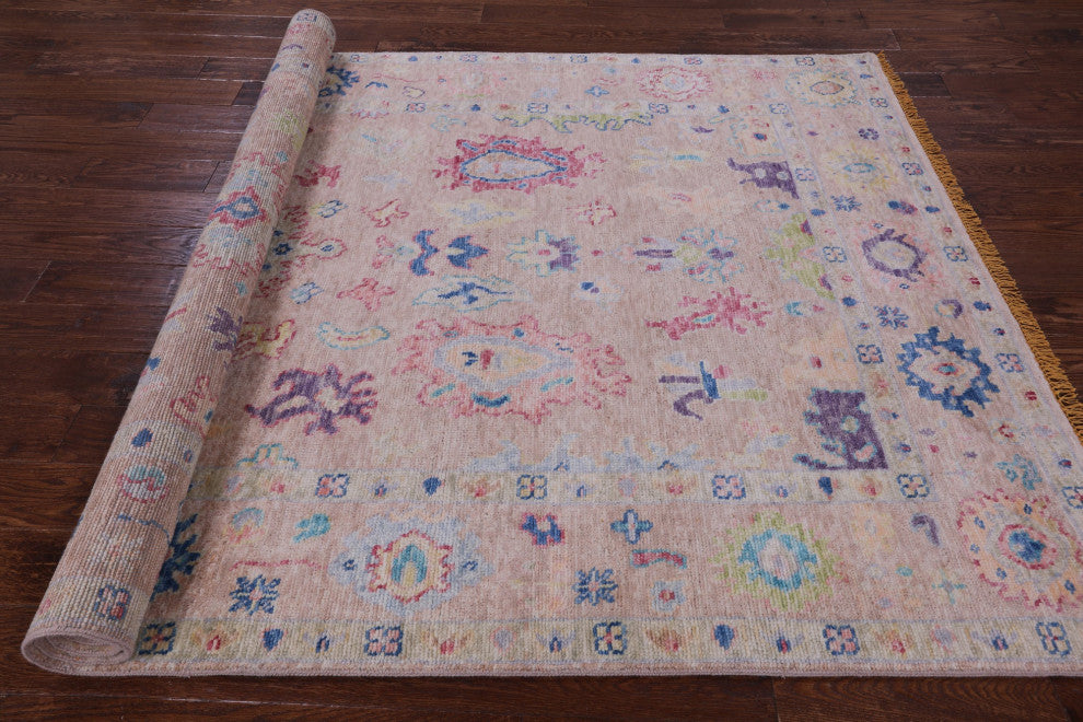 5' 11" X 9' 0" Hand-Knotted Turkish Oushak Wool Rug - Q14845