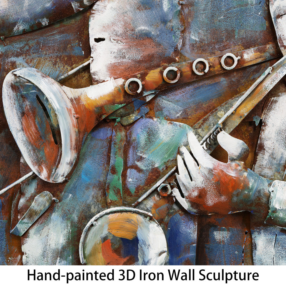"Jazz Band" Primo Mixed Media Hand Painted Iron Wall Sculpture