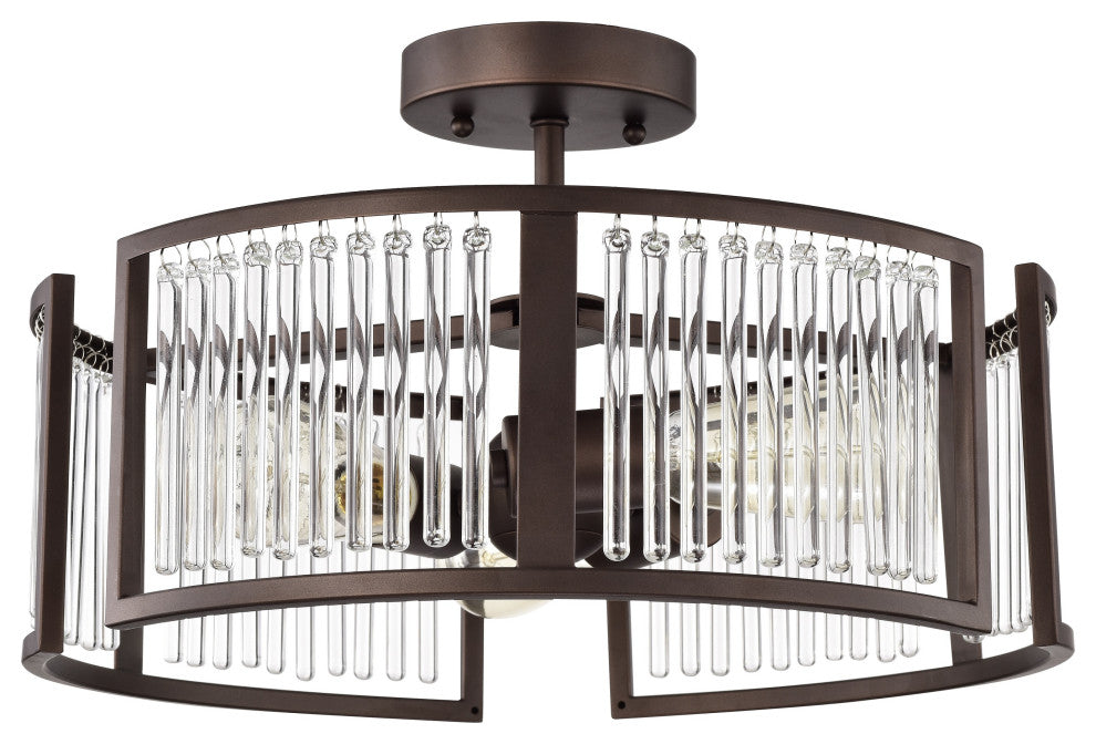 CHLOE Lighting FREY Transitional 3-Light Oil Rubbed Bronze Semi-Flush Fixture