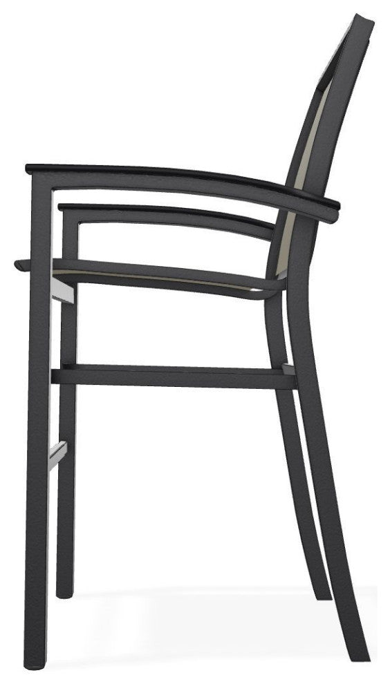 Bazza Sling Bar Height Stackable Outdoor Stool, Elevation Stone/Black