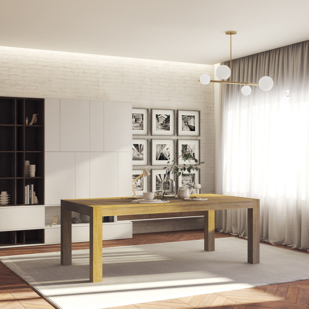 Indoor Hungaria Wire Brushed Wood Rectangular Dining Table