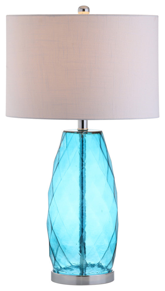 Juliette Glass, Metal LED Table Lamp, 26.5", Moroccan Blue