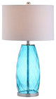 Juliette Glass, Metal LED Table Lamp, 26.5", Moroccan Blue