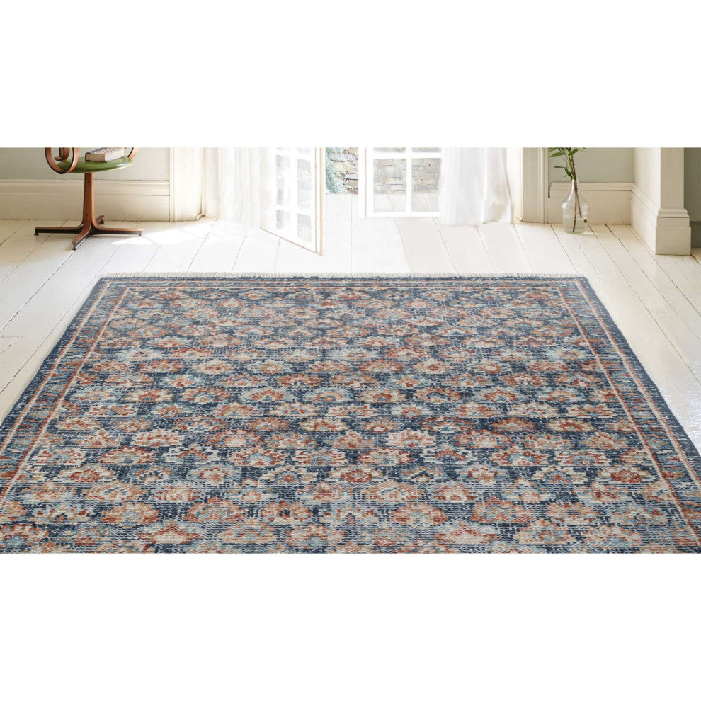 Palace Floral Area Rug, Navy, 2'6"x8'
