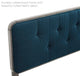 Platform Bed Frame, King Size, Wood, Gray Navy Blue, Modern Mid-Century