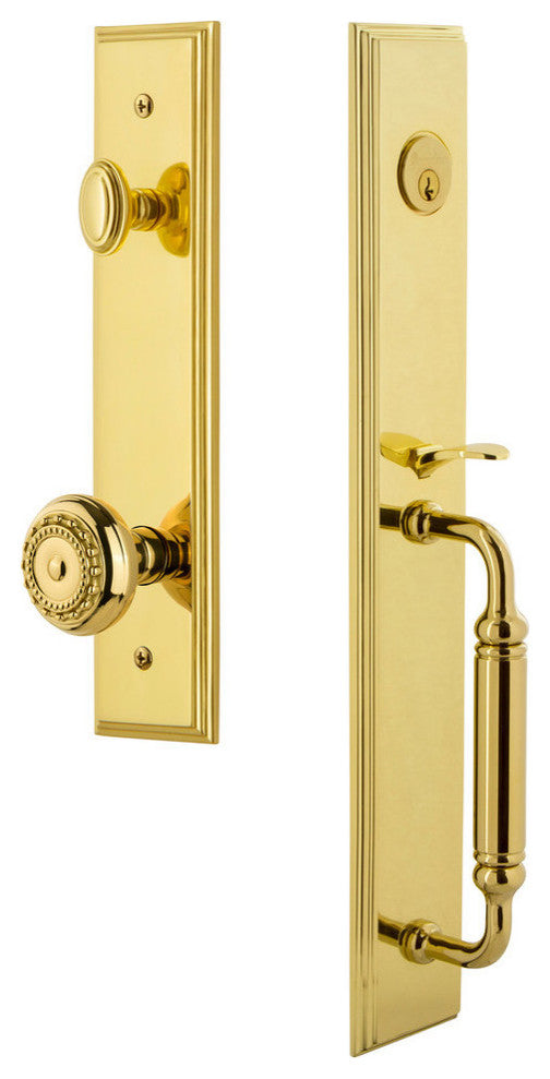 Carre' 1-Piece Dummy Handleset, C Grip and Parthenon, Lifetime Brass, 849125
