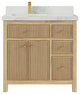 Sonoma 36 Left Offset Bath Vanity in Light Natural Teak with 2" Calacatta Nuvo