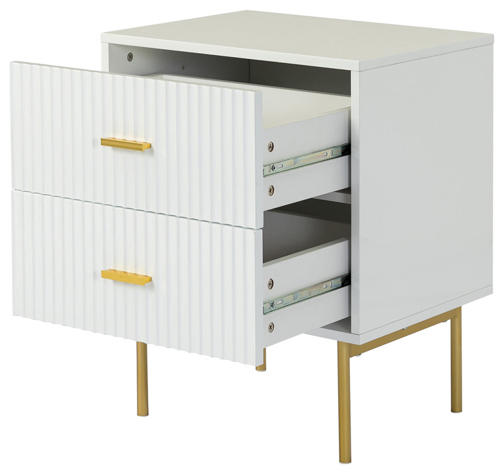 Contemporary Classic 2-Drawer Nightstand, Set of 2, White