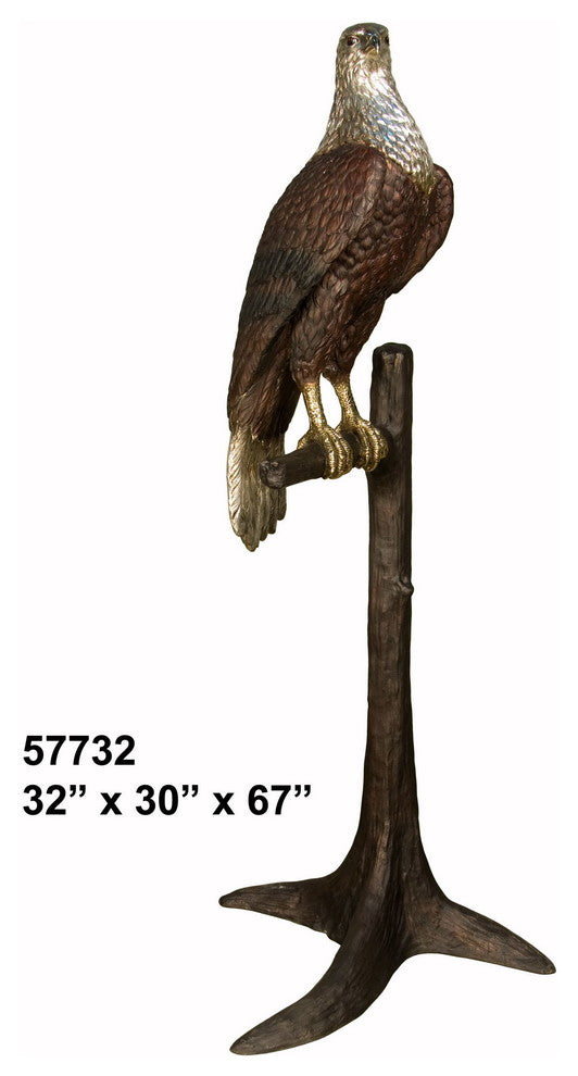 Falcon Perched on a Tree Branch, 67" Design Sculpture