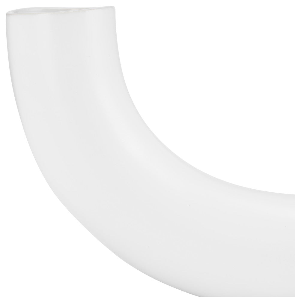Ceramic 12"L Half Circle Vase, White