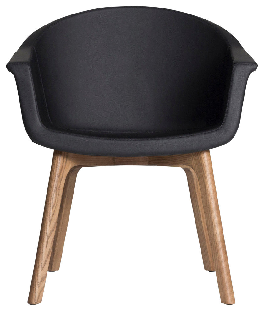 Vitale Black Occasional Armchair with Walnut Base