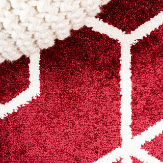 Tumbling Blocks Modern Geometric Red/White 8'x10' Area Rug