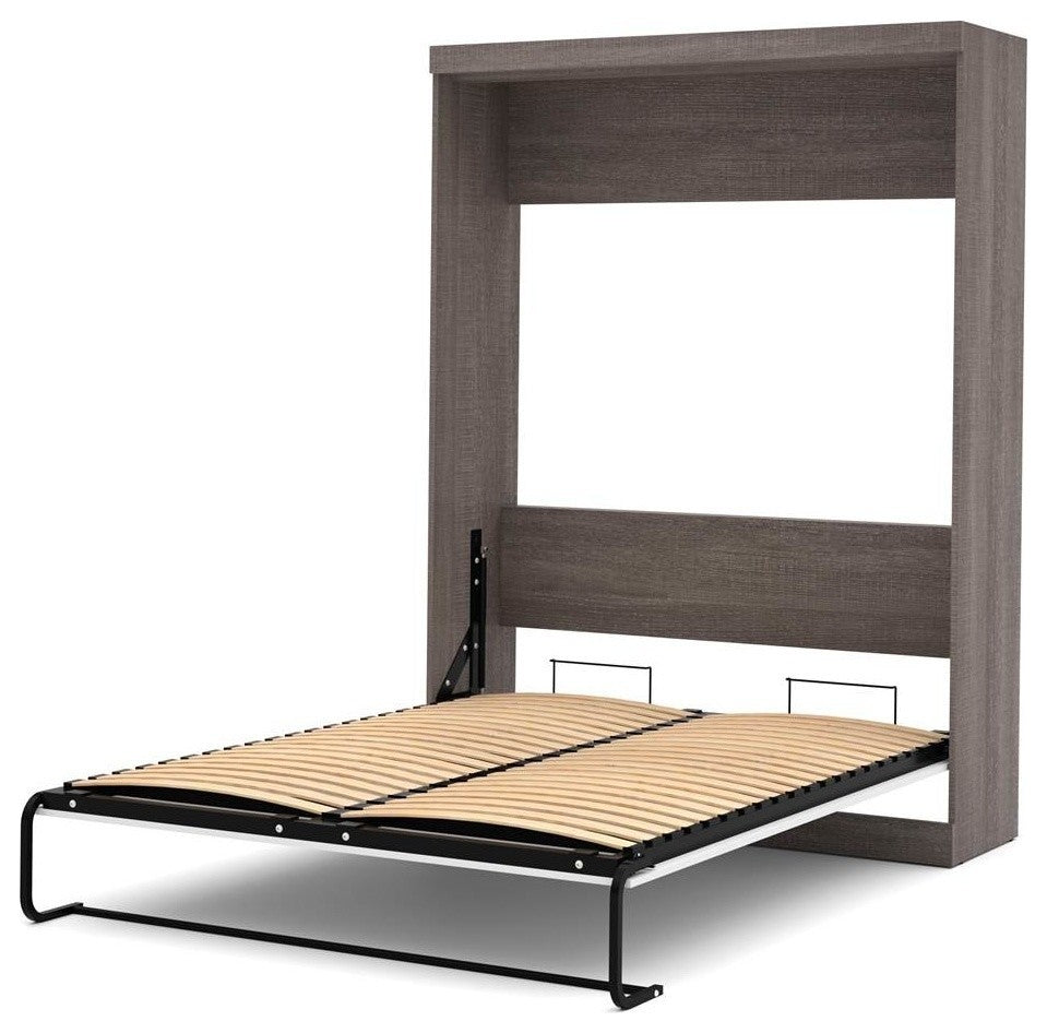 Bestar Nebula By Bestar Queen Wall Bed, Bark Gray And White