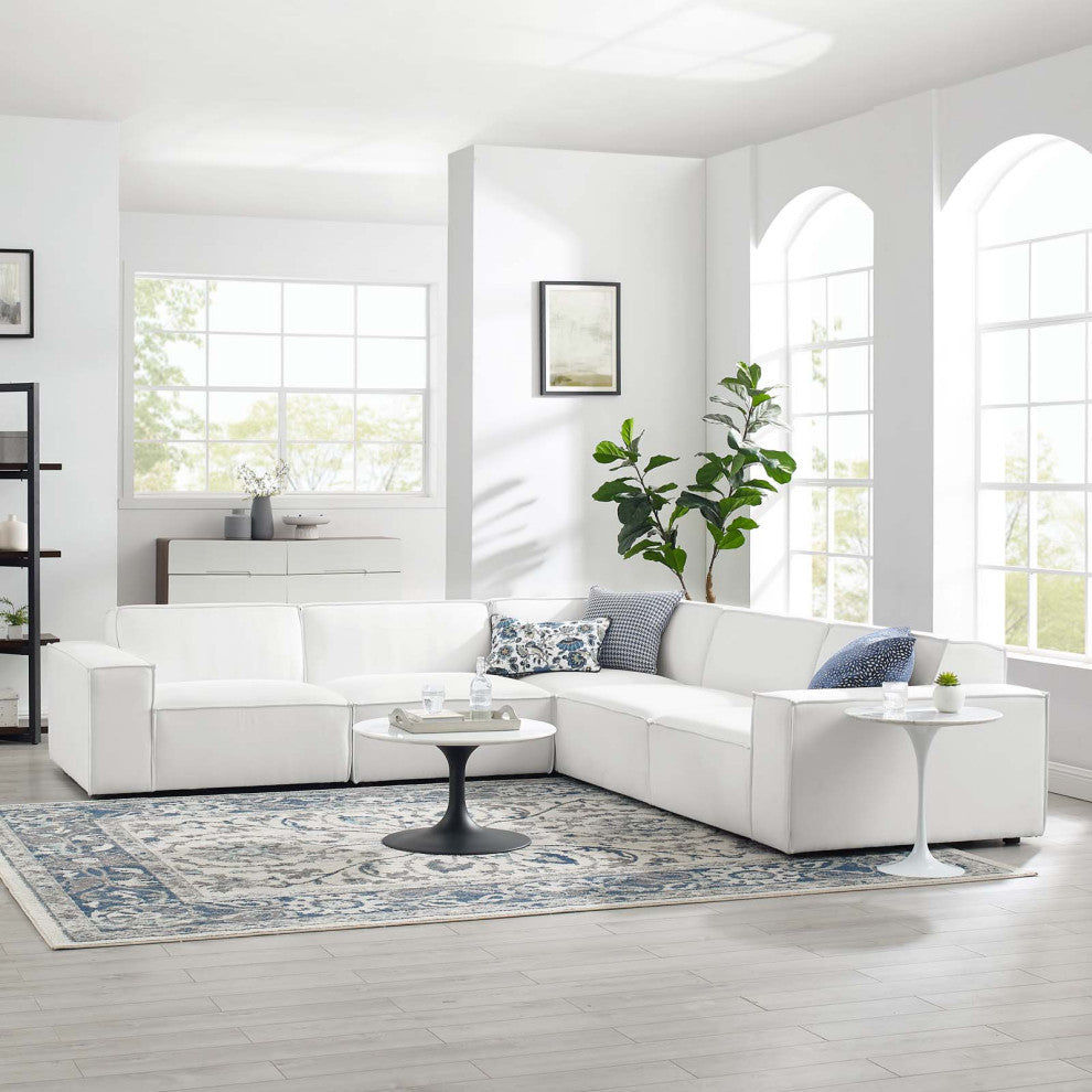 Sectional Sofa Set, Fabric, White, Modern, Living Lounge Hotel Lobby Hospitality