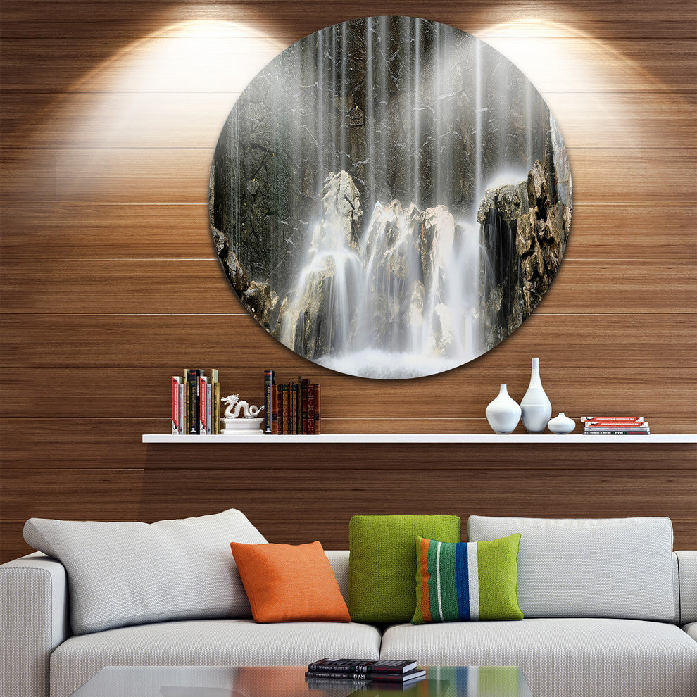 Blue Mountain River, Photography Round Metal Wall Art, 38"