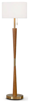 HOMEGLAM  Century 61"H  Wood Floor lamp, Brushed Brass
