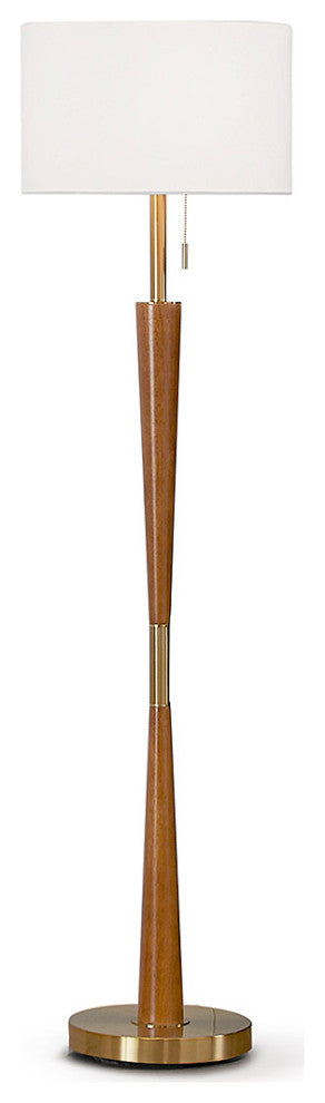 HOMEGLAM  Century 61"H  Wood Floor lamp, Brushed Brass