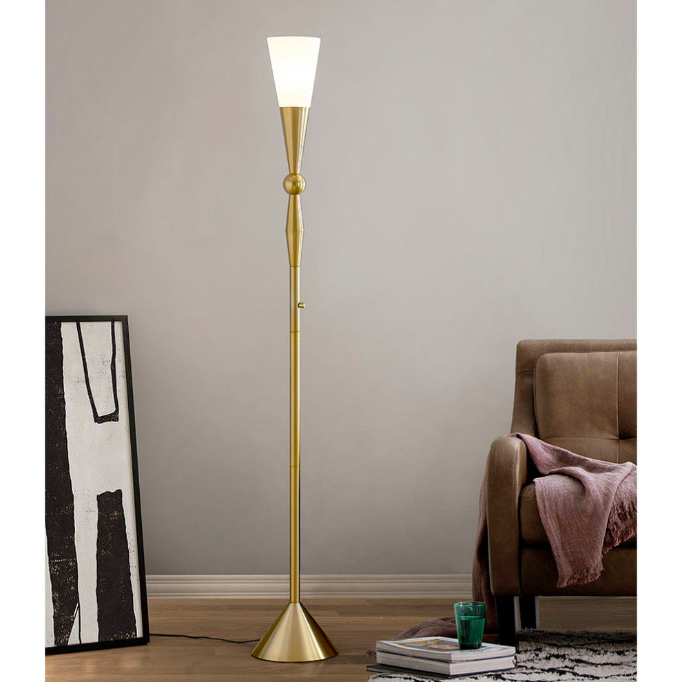 DIONE  72"H Metal Torchiere Floor lamp, LED Dimmable, Bulb Included, Antique Bra