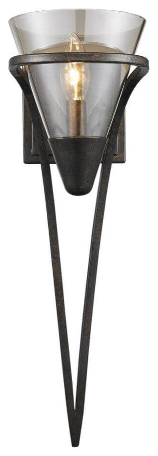 1 Light 20" Tall Wall Sconce, Burnt Sienna With Baltic Amber Glass