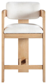 Sacha Upholstered Bar and Counter Stool, Cream, Linen Textured Fabric, Natural